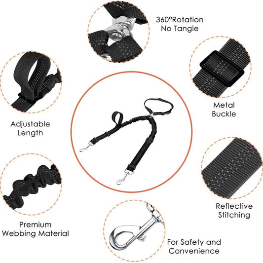 2 Dogs Seat Belt New Dual Pet Car Headrest Restraint Safety No Tangle Dog Leash Duty Adjust Elastic Connect in Vehicle Travel