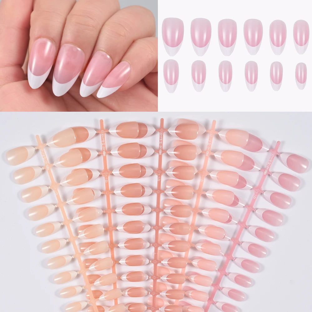 Nude Pink Almond French Press On Nails — 150/360pcs