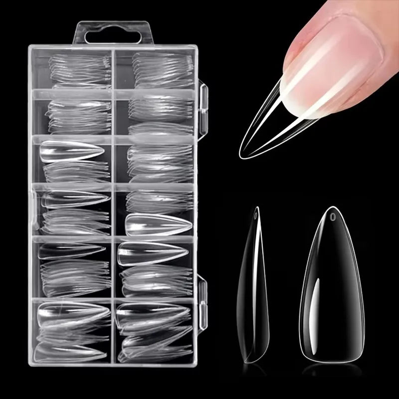 120Pcs Clear Full Cover Nail Tips | 7 Shapes for UV Gel Extensions