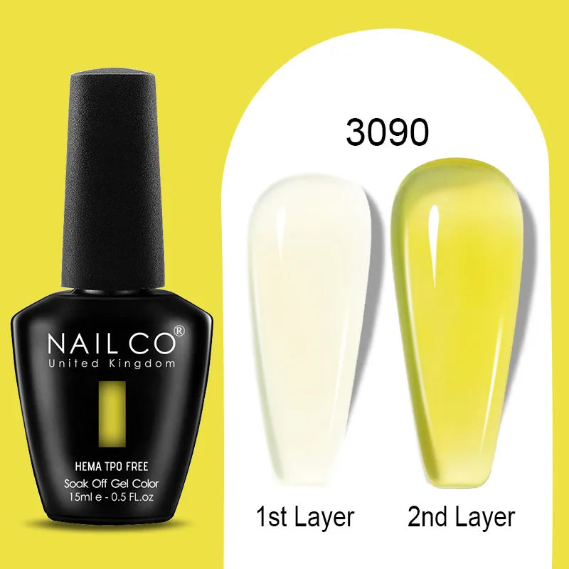 NAILCO Jelly Gel Nail Polish | HEMA-Free Soak Off UV LED Semi-Permanent Gel Varnish — 70 Colors