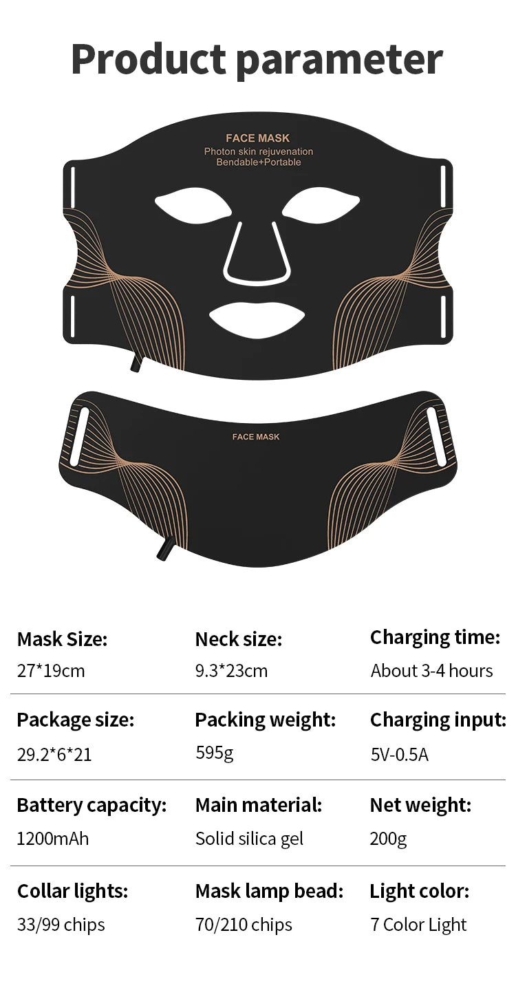 UBilli 7-Color Wireless LED Face Mask
