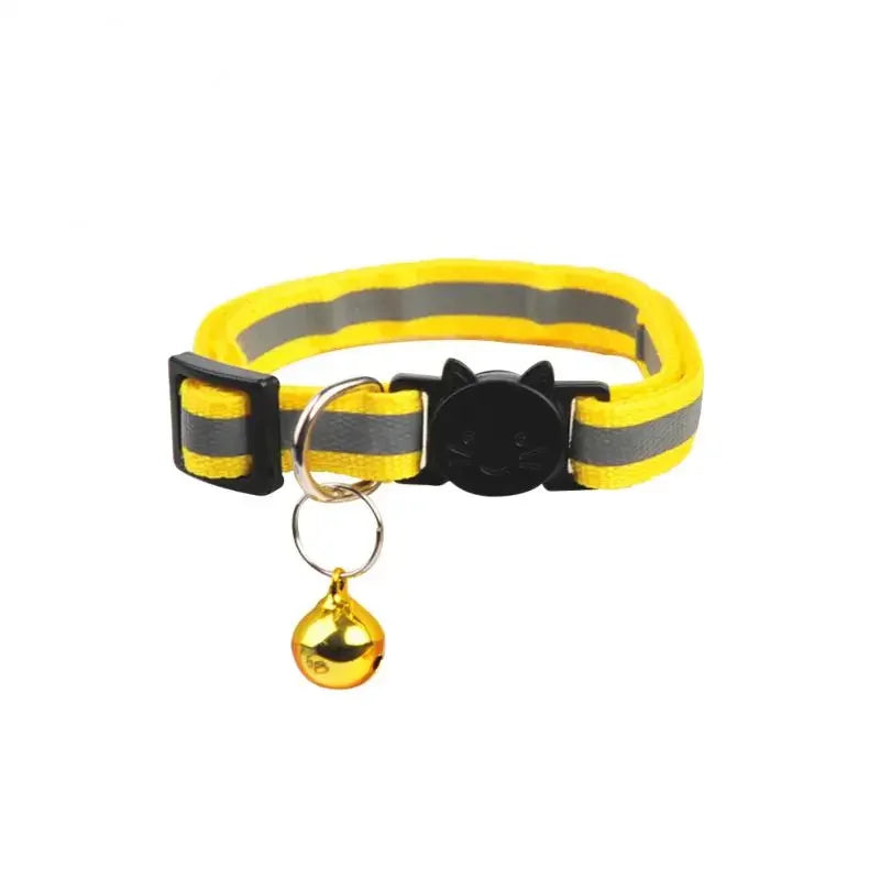 Reflective Pet Collar Cat And Dog Safety Buckle With Bell Nylon Buckle Adjustable Collar Night Safety Cartoon Pet Accessories