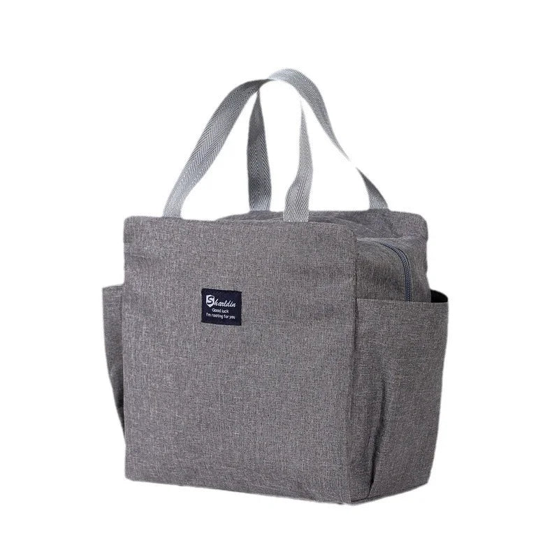 Portable Double Pocket Insulated Bento Bag — Aluminum Foil Lunch Bag for Work & School