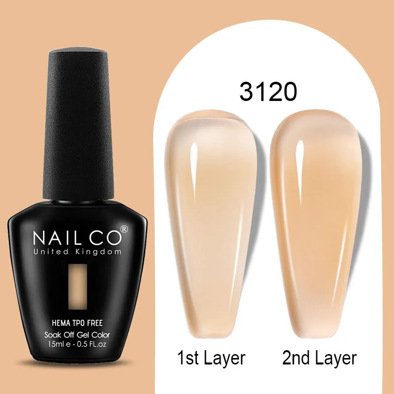 NAILCO Jelly Gel Nail Polish | HEMA-Free Soak Off UV LED Semi-Permanent Gel Varnish — 70 Colors