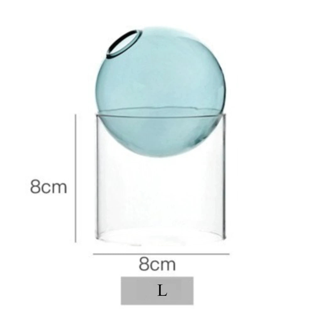 Nordic Colored Glass Decorative Vase Spherical Hydroponic Flower Planter for Home Desk Decor Modern Tabletop Flower Arrangement