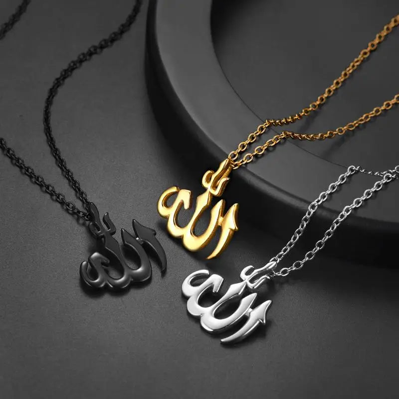Islam Muslim Character Fashion Simple Men's Necklace Clavicle Chain Irregular Pendant Sweater Chain Jewelry Accessories Gift