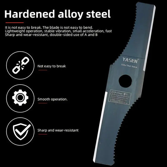 12.7" S-Shaped Rotating Brush Knife Trimming Head Weeding Blade – Alloy Steel Lawn & Garden Trimmer Blade with 1" Mounting Hole