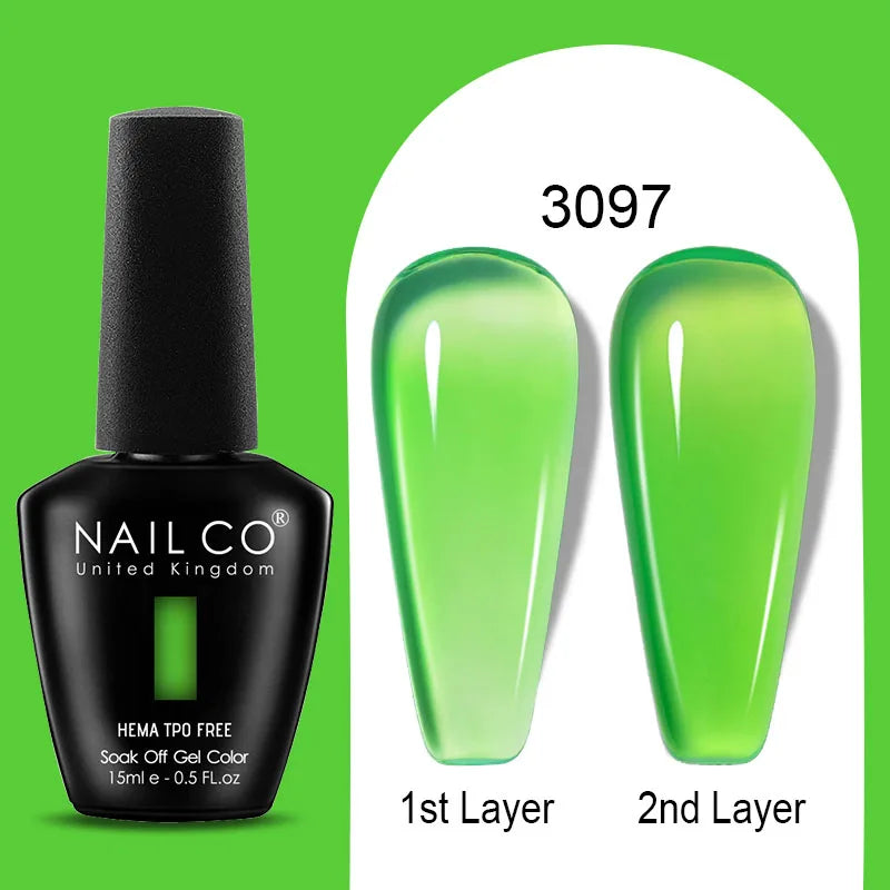 NAILCO Jelly Gel Nail Polish | HEMA-Free Soak Off UV LED Semi-Permanent Gel Varnish — 70 Colors