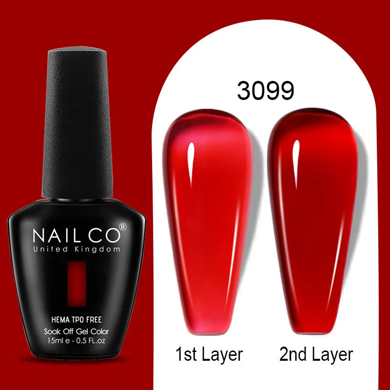 NAILCO Jelly Gel Nail Polish | HEMA-Free Soak Off UV LED Semi-Permanent Gel Varnish — 70 Colors