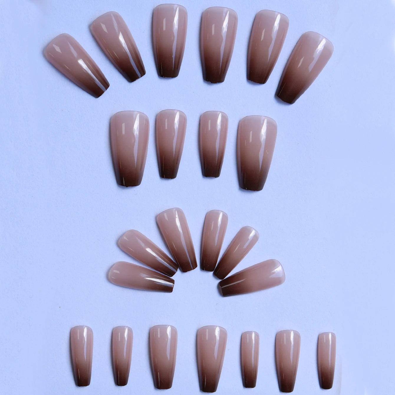 24-Piece Short Square Press-On Nails – Pinkish-White Gradient with Nail Glue & File Kit