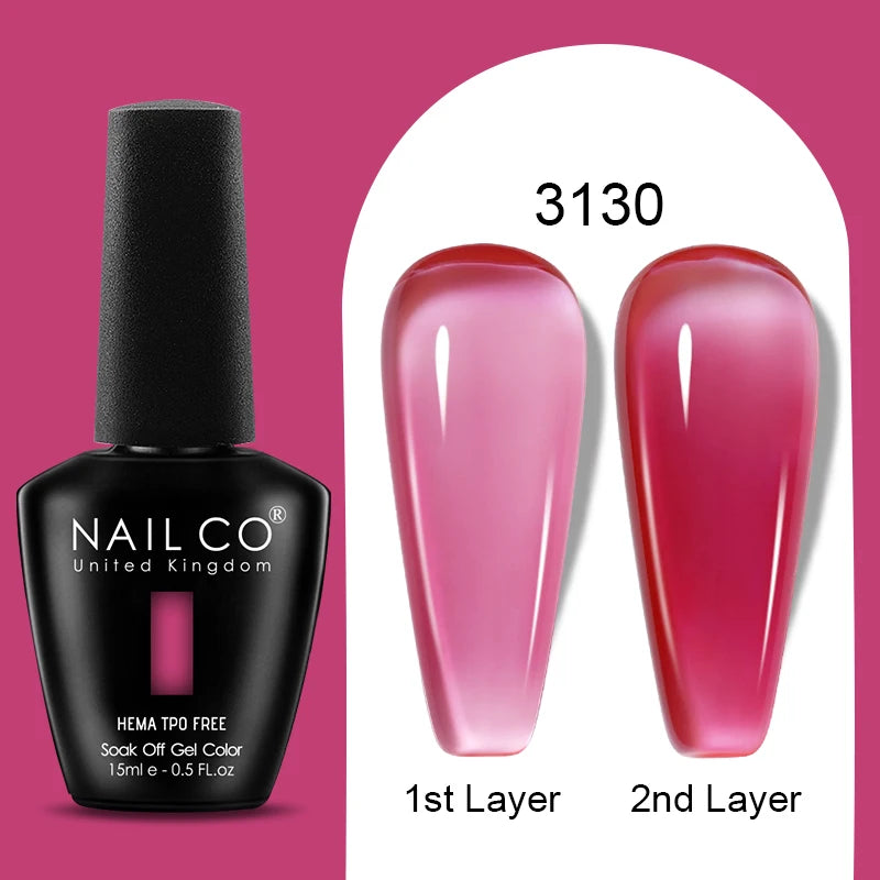 NAILCO Jelly Gel Nail Polish | HEMA-Free Soak Off UV LED Semi-Permanent Gel Varnish — 70 Colors