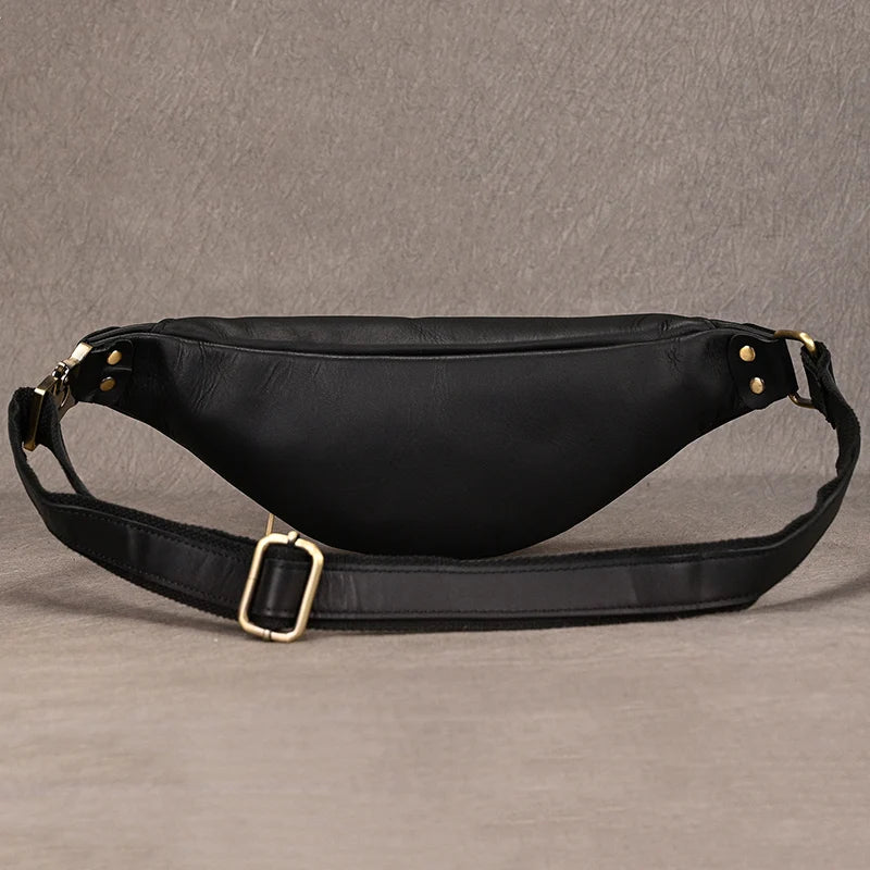 Newsbirds Men's Genuine Leather Chest Bag — Vintage Crossbody Sling & Outdoor Belt Pouch