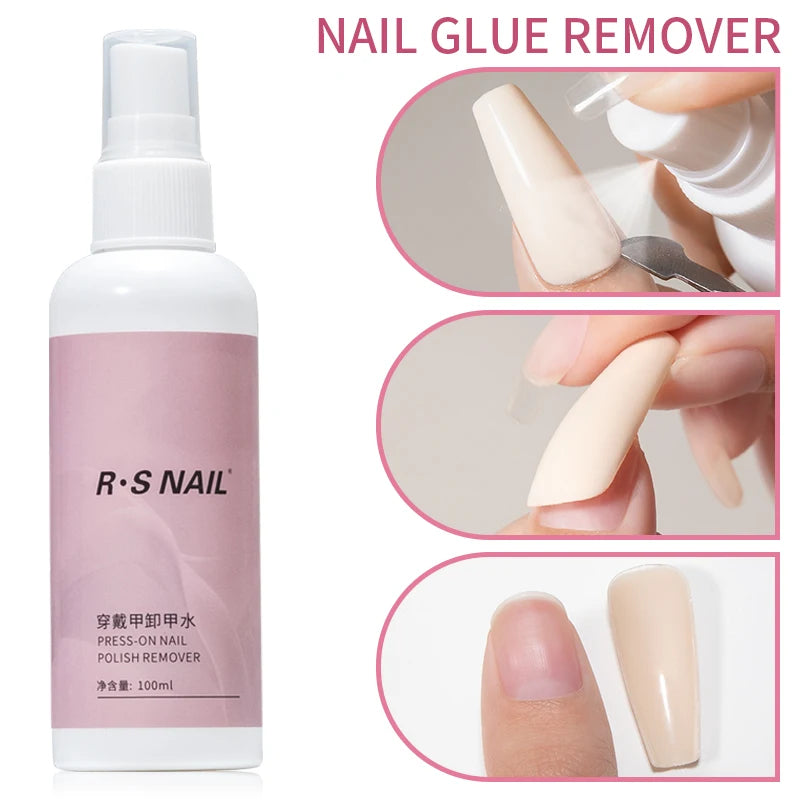 RSNAIL 100ml Nail Glue Remover Spray | Press-On Nails, Fake Tips & Solid Nail Glue Remover — Non-Acetone