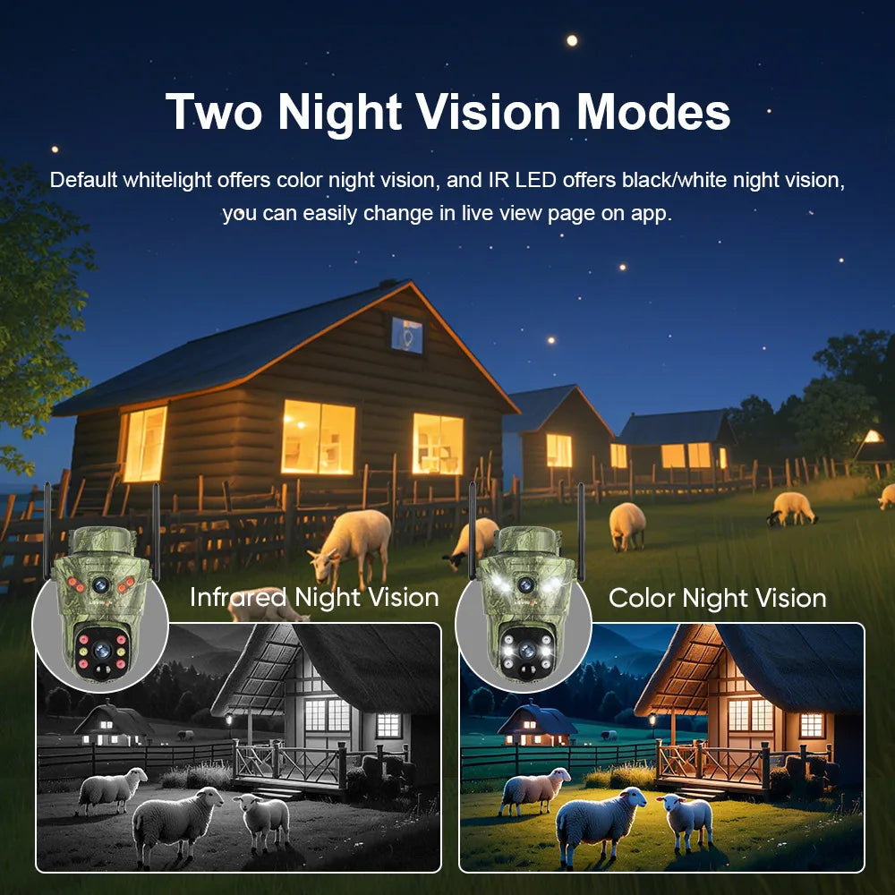 LS VISION 4K Dual Screen 4G Solar Hunting Camera Outdoor WiFi PTZ Human/Animal Detection 2-Way Talk Waterproof Security Cameras