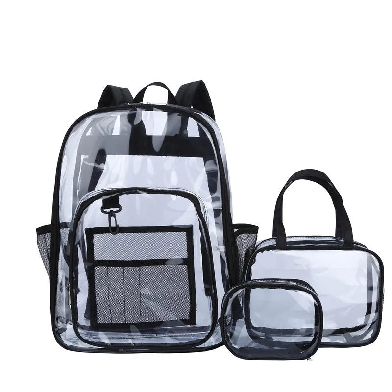 Large Capacity Transparent PVC Backpack – Waterproof School & Travel Bag for Students
