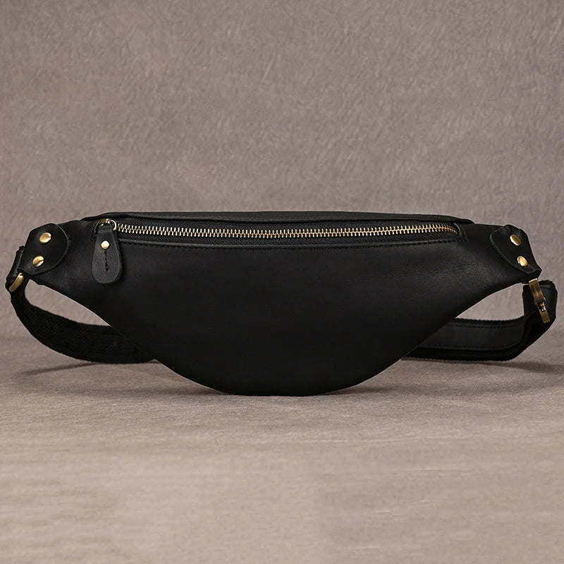 Newsbirds Men's Genuine Leather Chest Bag — Vintage Crossbody Sling & Outdoor Belt Pouch