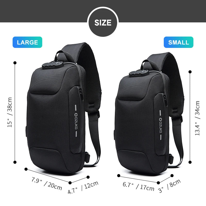 OZUKO 2026 Men's Cross Body Bag Anti-theft Shoulder Messenger Bags Male Waterproof Short Trip Chest Bag Pack