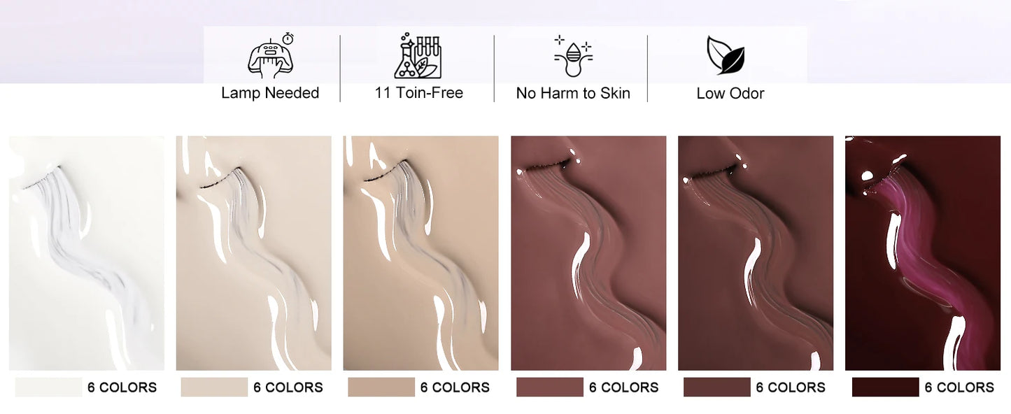 YOKEFELLOW 6-Piece Gel Nail Polish Set | Fall & Winter Seasonal Colors | UV/LED Semi-Permanent Gel Varnish