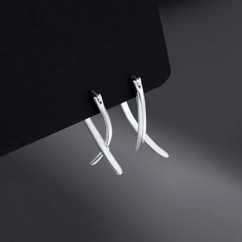 Korean Irregular Geometry Hoop Earrings for Women – Minimalist Silver Fashion Jewelry