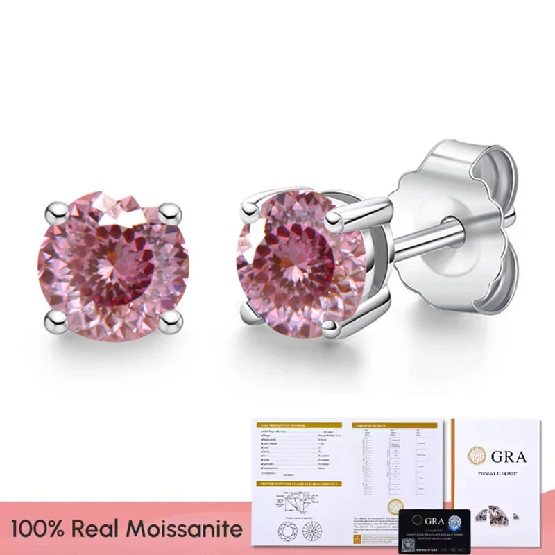 Real 0.1-3CT Test Passed Moissanite Diamond Stud Earrings for Women S925 Silver Platinum Plated Bride Wedding GRA Fine Jewelry