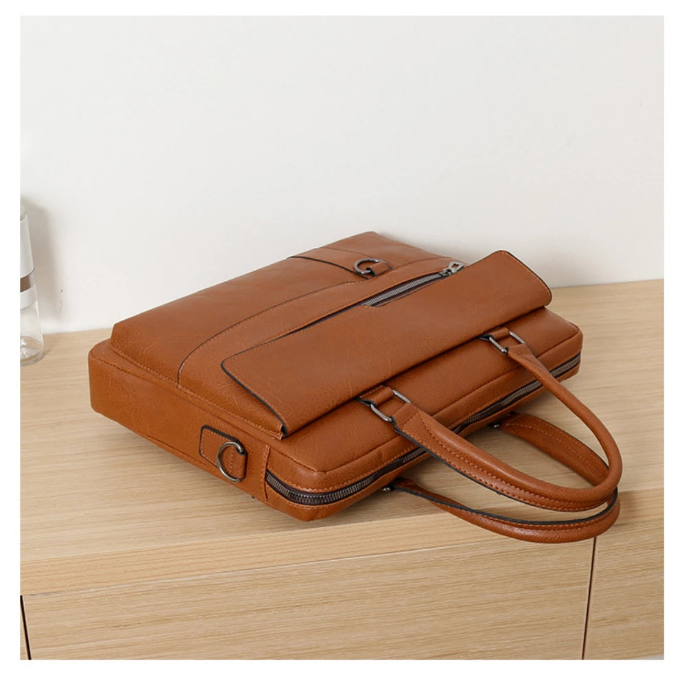 Men's crossbody bag, handbag, business horizontal style, computer bag, large-capacity briefcase, multi-functional luggage
