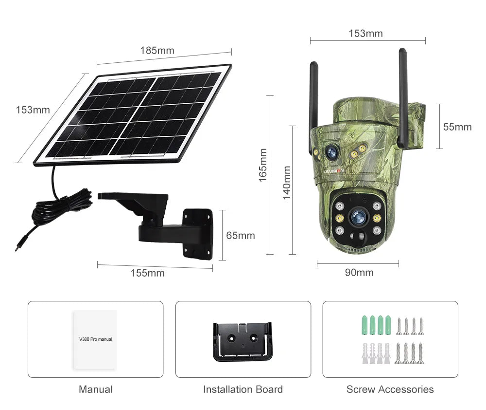 LS VISION 4K Dual Screen 4G Solar Hunting Camera Outdoor WiFi PTZ Human/Animal Detection 2-Way Talk Waterproof Security Cameras