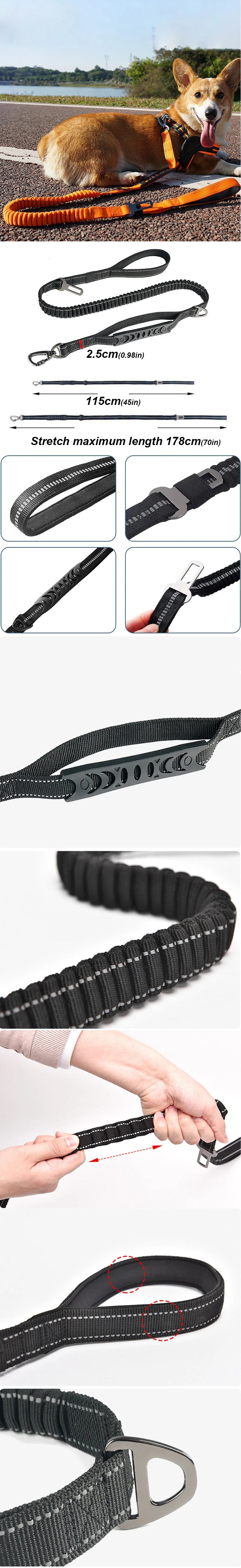 Adjustable Pet Dog Nylon reflective multi-functional retractable dog leash Car Seat Belt Cushioning Retractable Reflectivenylon