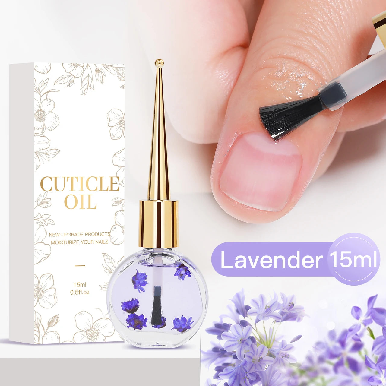 IDOL COLOR Cuticle Oil with Real Flowers — Vegan Nail Care Oil 15ml