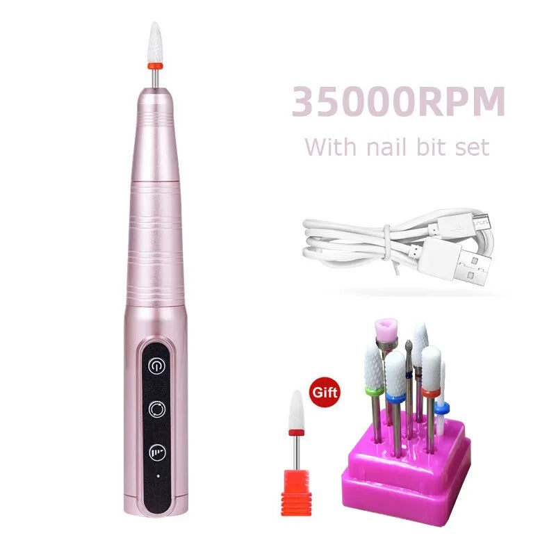 35000RPM Wireless Rechargeable Nail Drill Pen — Portable Electric Manicure Machine