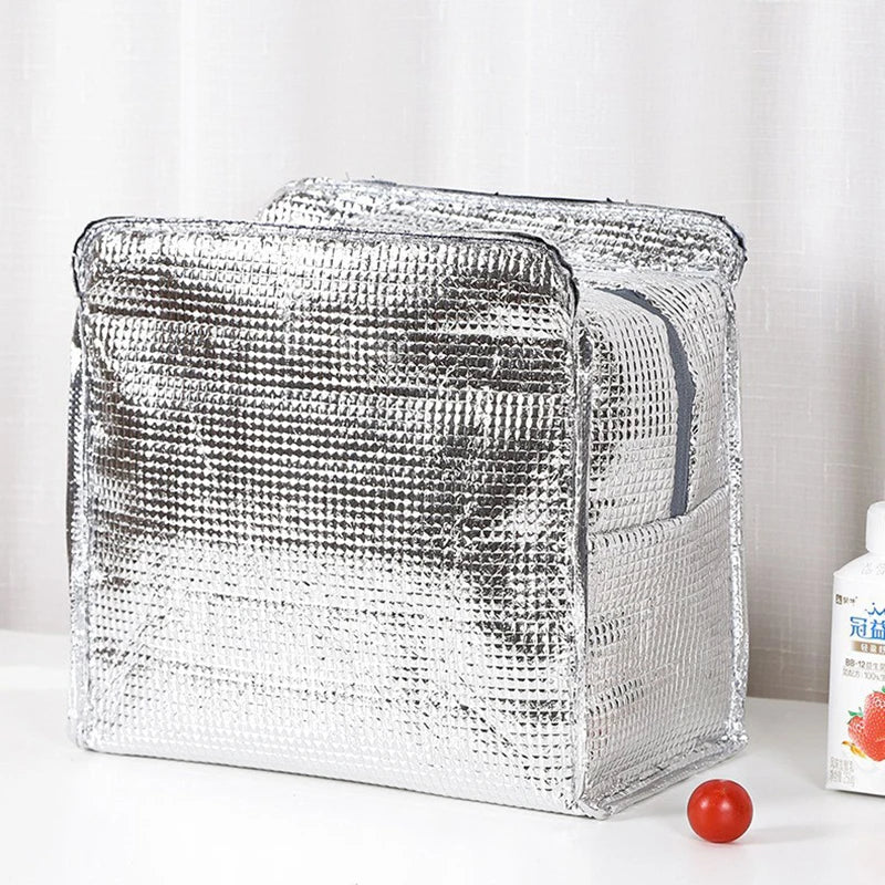 Portable Double Pocket Insulated Bento Bag — Aluminum Foil Lunch Bag for Work & School