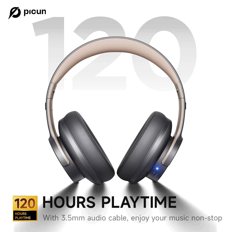 Picun B8 Wireless Headphones — 120Hr Battery, Bluetooth 5.3 & 3 EQ Modes
