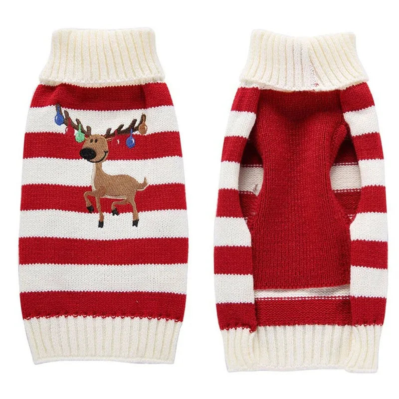 Christmas Dog Sweater Cute Cartoon Reindeer Xmas Pet Costume Puppy Cat Warm Clothes For Small Dogs Chihuahua Pug Winter Clothing