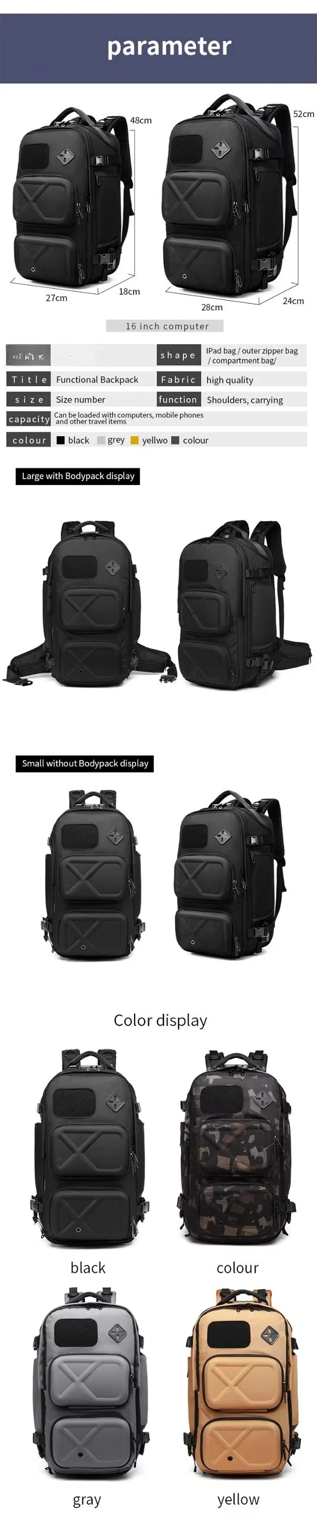 Tactical Cross Backpack | High-Capacity Men's Hiking & Sling Bag with Belt Pack Option