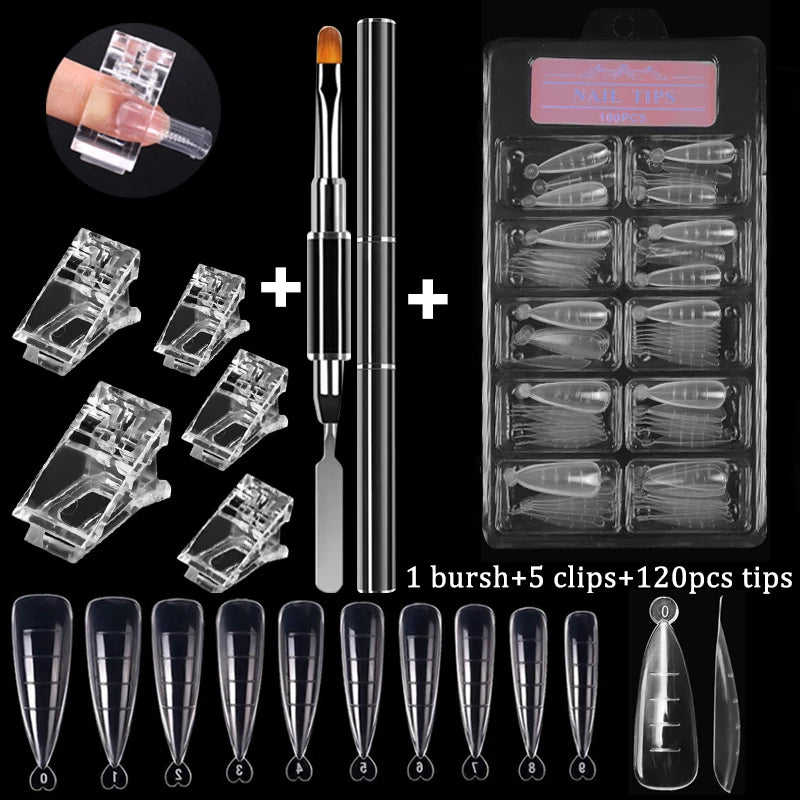 100Pcs Acrylic Nail Tips Kit — UV Gel False Nails DIY Manicure Set