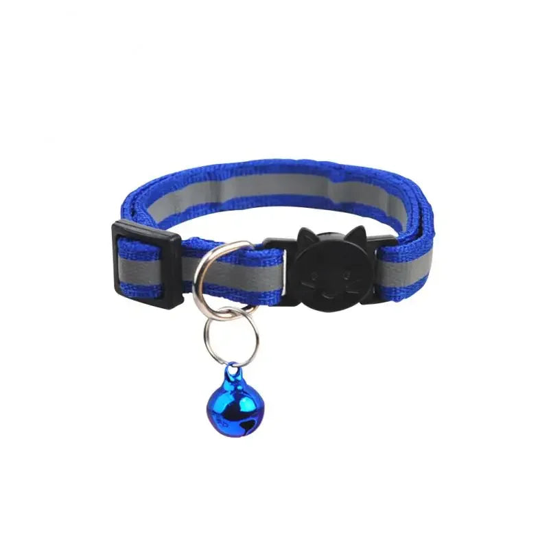 Reflective Pet Collar Cat And Dog Safety Buckle With Bell Nylon Buckle Adjustable Collar Night Safety Cartoon Pet Accessories
