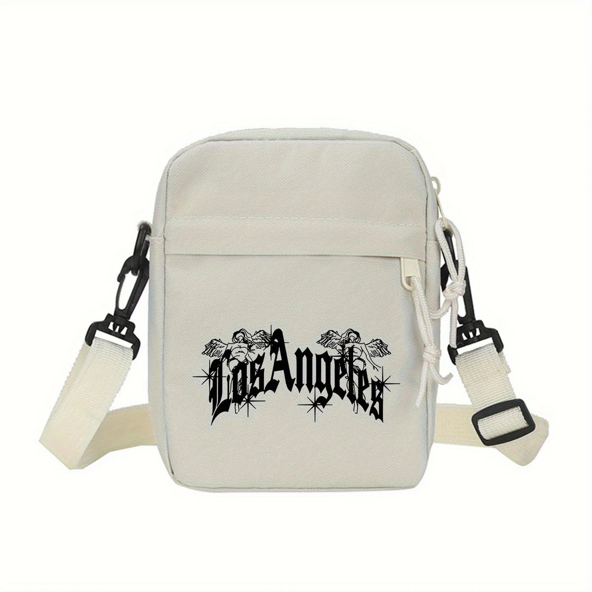 Los Angeles printed crossbody bag: Adjustable shoulder strap, lightweight and foldable, zipper bag, suitable for daily commuting