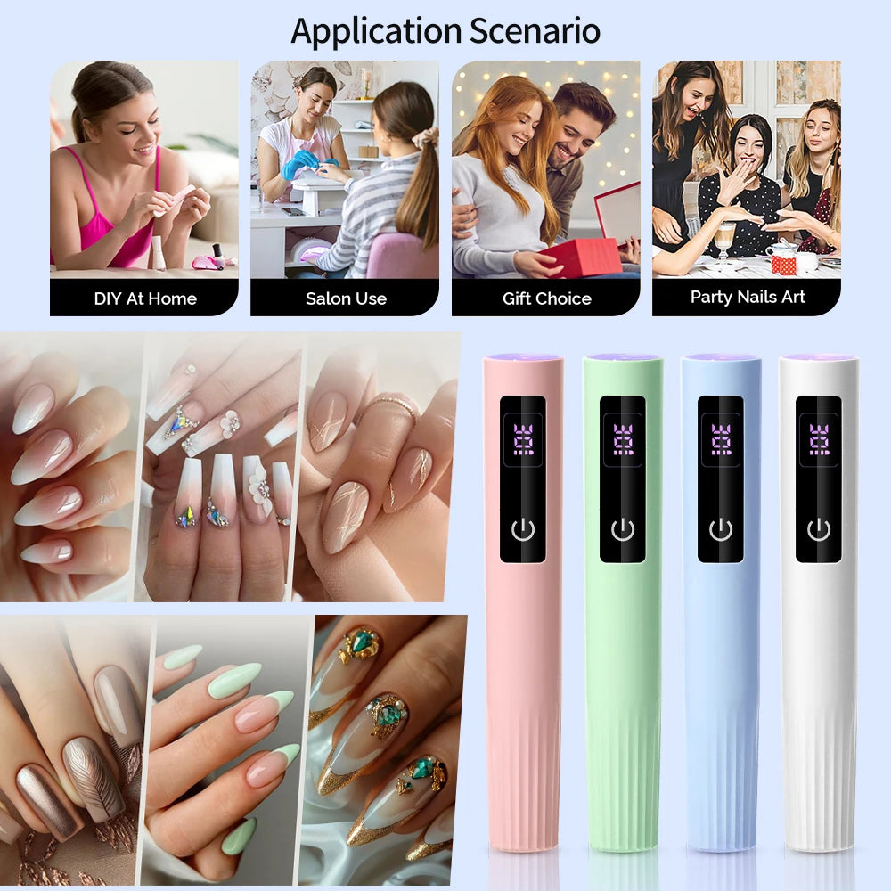 Timerable Nail UV LED Dryer Touch Lamp Rechargeable Flashlight UV Light Drying Nails Gel Polish Lamps Quick Drying Cure Tools