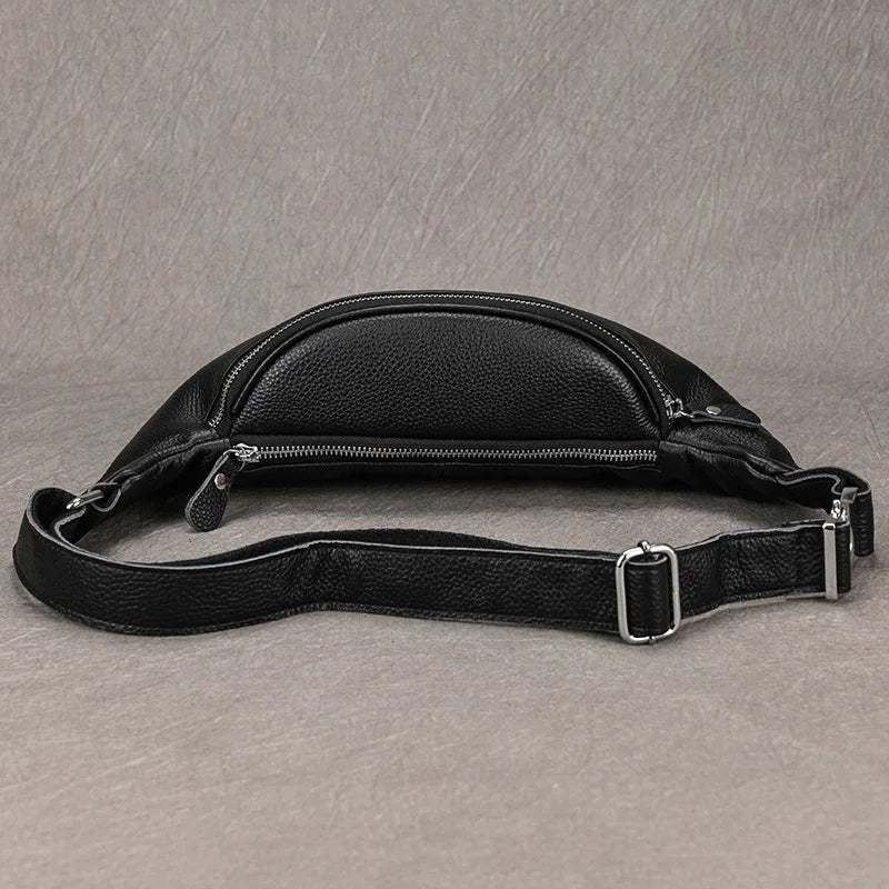 Luufan Crazy Horse Cowhide Leather Waist Bag — Men's Mini Travel Fanny Pack & Phone Pouch