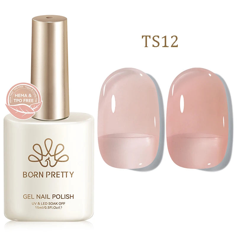 BORN PRETTY 15ml Jelly Gel Polish | Pink Nude & Glitter | Soak-Off UV/LED | 24 Shades