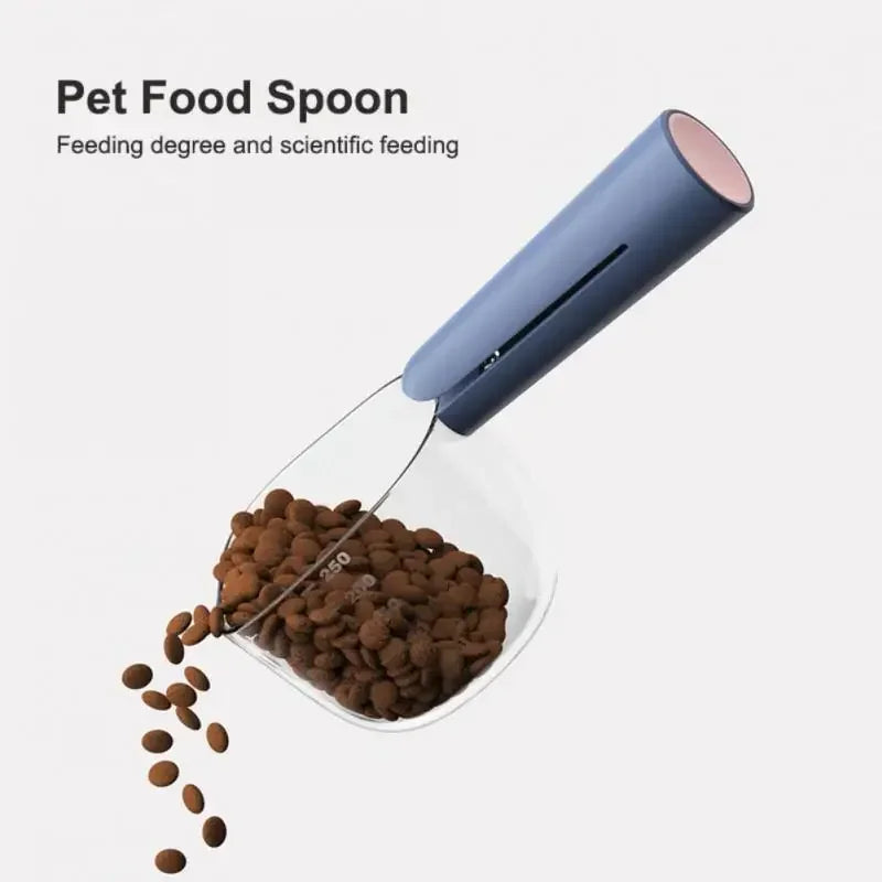 Pet Food Measuring Scoop Cup with Scale — Portable Feeding Spoon for Dogs & Cats