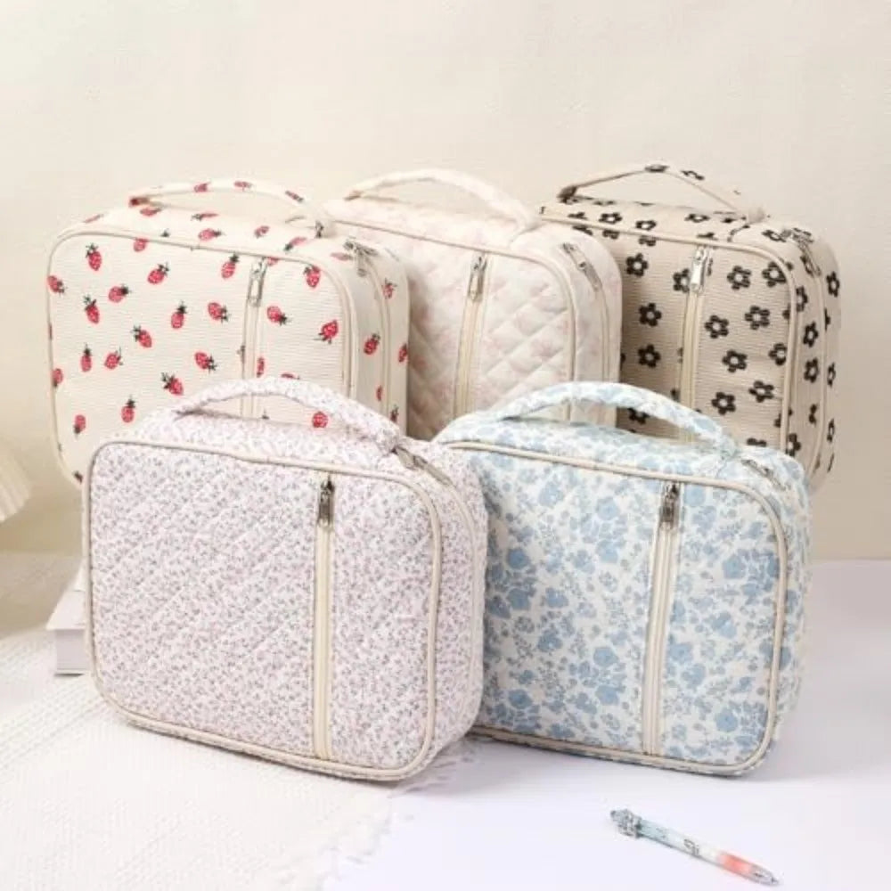 Floral Quilted Bible Cover Bag – Zipper, Handle & Optional Accessories | 9 Styles