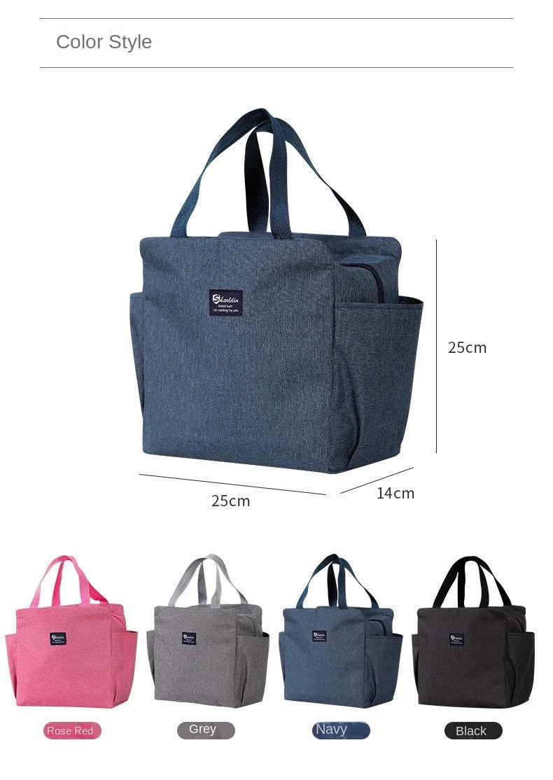 Portable Double Pocket Insulated Bento Bag — Aluminum Foil Lunch Bag for Work & School
