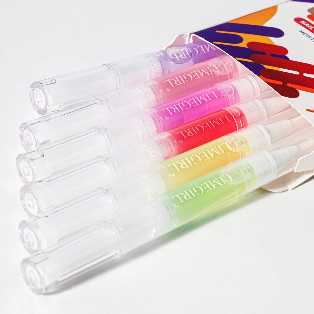 LIMEGIRL 6PCS Nail Care Nutritional Cuticle Oil Pen Gift Box Set for Nail Polish Nutrition Oil Dead Skin Crack Care Nail Set