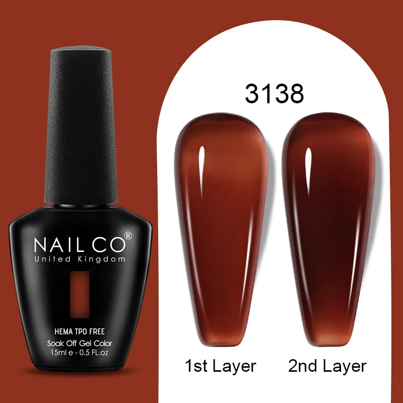 NAILCO Jelly Gel Nail Polish | HEMA-Free Soak Off UV LED Semi-Permanent Gel Varnish — 70 Colors