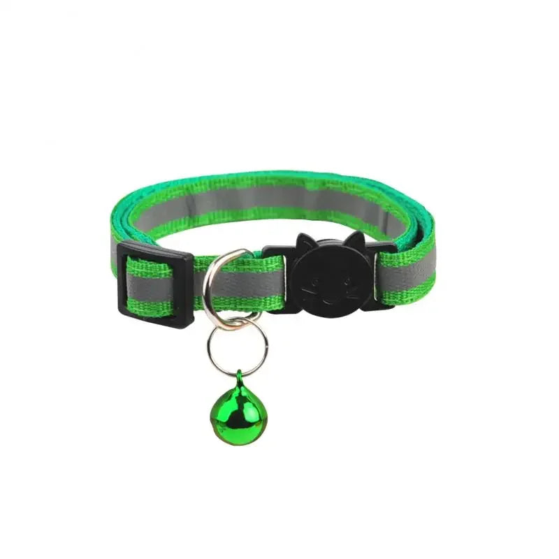 Reflective Pet Collar Cat And Dog Safety Buckle With Bell Nylon Buckle Adjustable Collar Night Safety Cartoon Pet Accessories