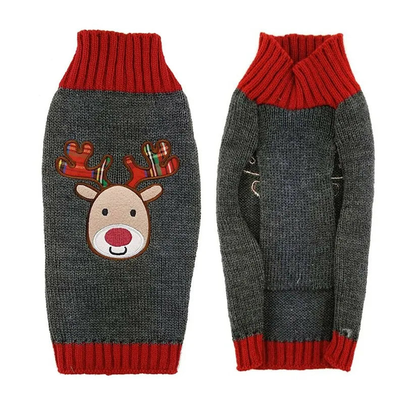 Christmas Dog Sweater Cute Cartoon Reindeer Xmas Pet Costume Puppy Cat Warm Clothes For Small Dogs Chihuahua Pug Winter Clothing