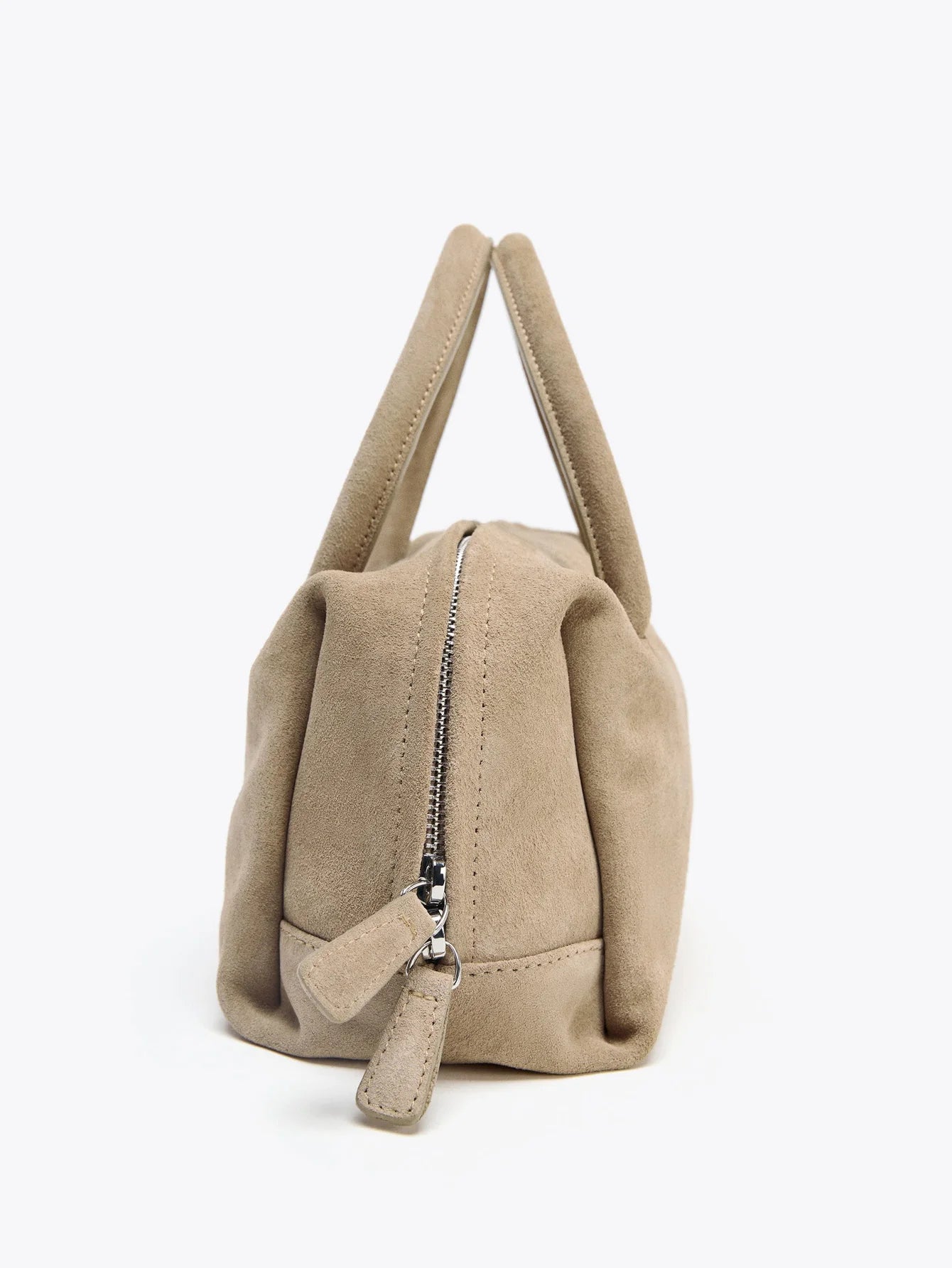 2026 new women's suede handbag, messenger bag, zipper, casual, fashionable, bowling bag