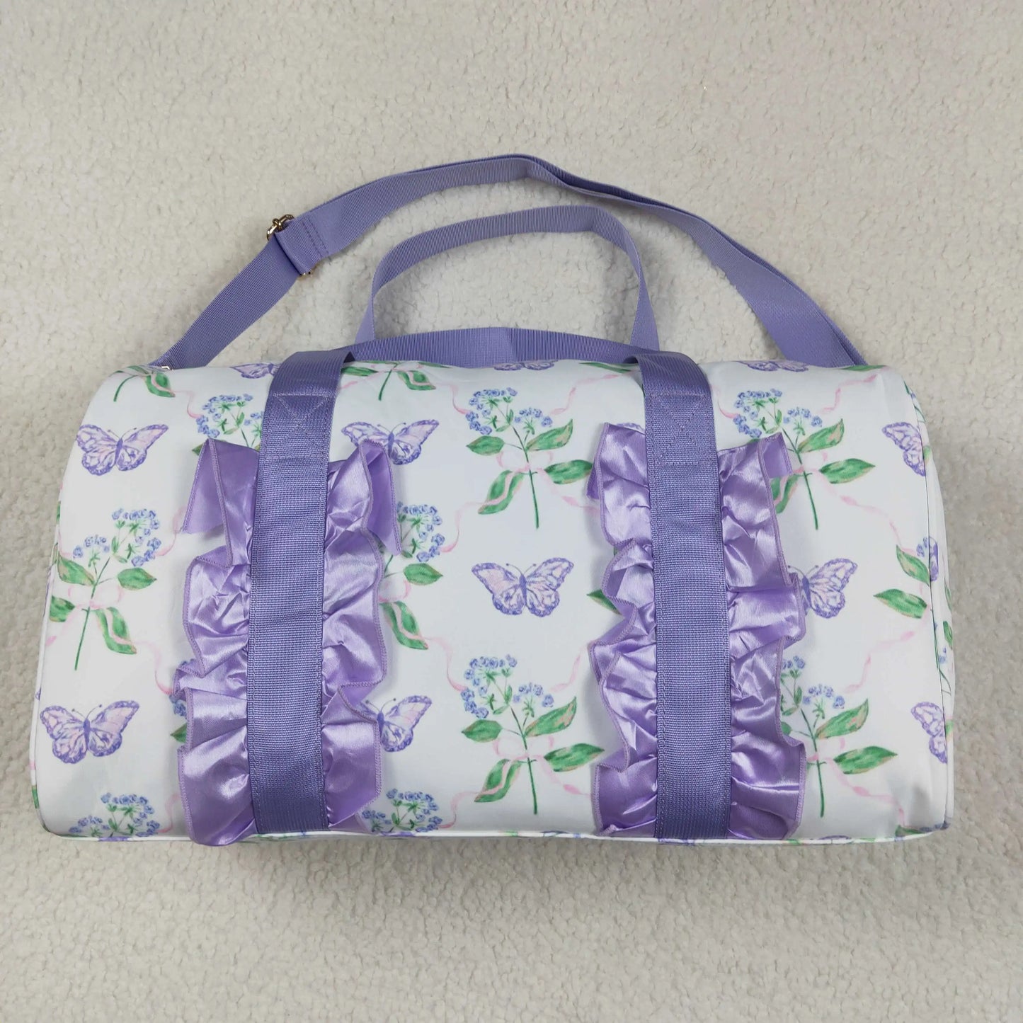 Floral Ruffle Duffle Bag | Large Capacity Sports & Overnight Bag for Kids & Adults