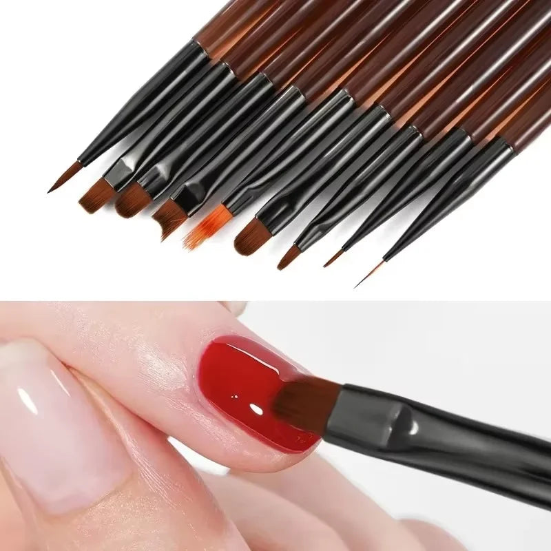 Nail Art Gel Brush Set — 9Pcs Nail Extension & Design Painting Tools