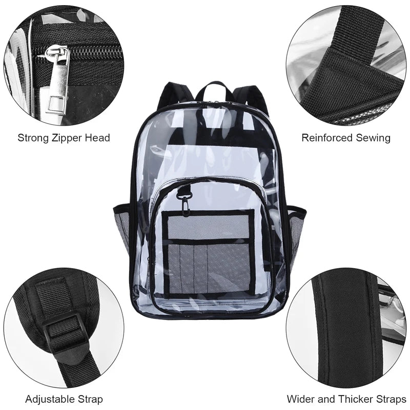 Clear PVC Transparent Backpack – Unisex Large Capacity Waterproof Shoulder Bag